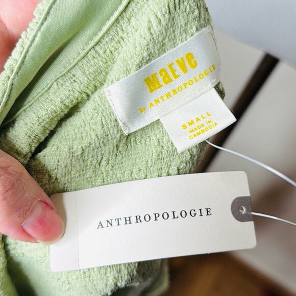 Mauve Anthropologie Green Socialite Popcorn Tee - Picture 4 of 7